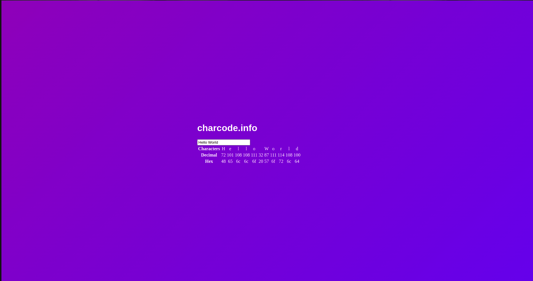 screenhsot of charcode website